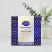 PixDezines talit+kippah/バー(ユダヤ教の)バル・ミツバー/スタイリッシュ金ゴ 招待状 (スタンド正面)