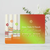 PixDezines Tallits/スタイリッシュB'not（ユダヤ教の）バル・ミツバー/diy  招待状 (スタンド正面)