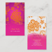 PixDezines tangerineペイズリー/diy背景 名刺 (正面/裏面)