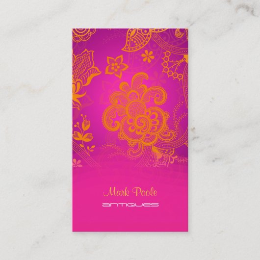 PixDezines tangerineペイズリー/diy背景 名刺 (正面)