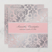 PixDezines Tanzaバラ+シルバー/ピンク+グレー 招待状 (正面/裏面)