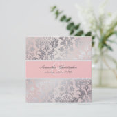 PixDezines Tanzaバラ+シルバー/ピンク+グレー 招待状 (スタンド正面)