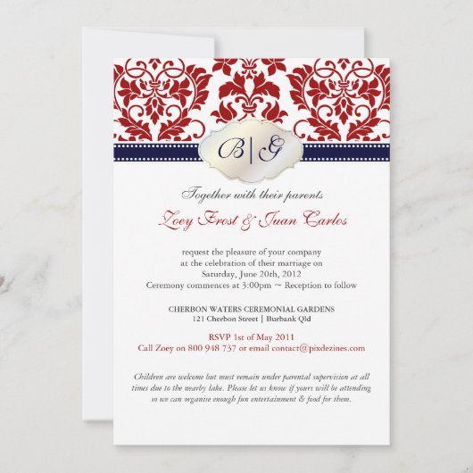 PixDezines Tanza Damask/DIYカラー！!! 招待状 (正面)