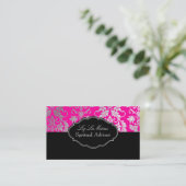 PixDezines Tanza Damask/DIY背景/ピンク 名刺 (スタンド正面)