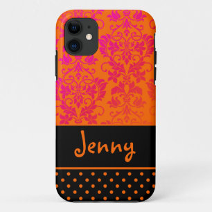 PixDezines Tanza Damask/OJ+Pink+Black/DIYカラー iPhone 11 ケース