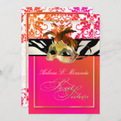 PixDezines Tanza Damask/sweet 16/zebra 招待状 (正面/裏面)