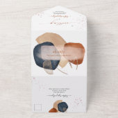 PixDezines Terracottaネイビーモダン抽象芸術図形 オールインワン招待状 (外側)