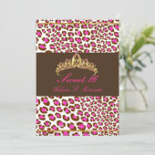 PixDezines Tiara+Leopard Sweet 16/ピンクチョコレート 招待状 (スタンド正面)