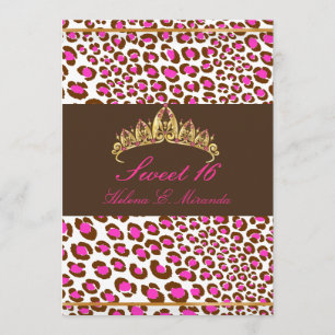 PixDezines Tiara+Leopard Sweet 16/ピンクチョコレート 招待状