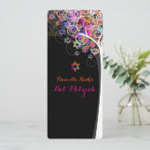 PixDezines Tree of Lifeバルミツワー/ピンク 招待状 (スタンド正面)