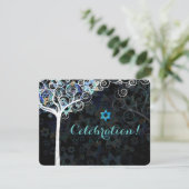 PixDezines Tree of Lifeバルミツワー/披露宴 招待状 (スタンド正面)