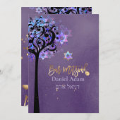 PixDezines Tree of Lifeバー（ユダヤ教の）バル・ミツバー, Iridescen 招待状 (正面/裏面)