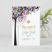 _PIXDezines TREE OF LIFE ミュージックノーツ ミツヴァー ピンク_ 招待状 (スタンド正面)