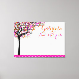 PixDezines Tree of Life Sign Inボード/ピンク/オレンジ キャンバスプリント