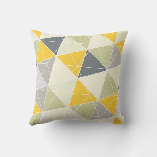 PixDezines Triangles Geometric/Yellow/Gray クッション (裏面)