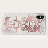 PixDezines TRIBAL TOTEM、フェイクバラ金ゴールド+大理石 Case-Mate iPhoneケース (裏面(横))