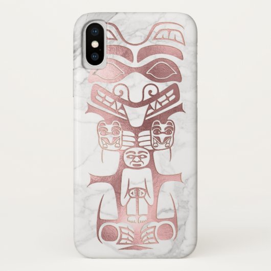 PixDezines TRIBAL TOTEM、フェイクバラ金ゴールド+大理石 Case-Mate iPhoneケース (裏面)