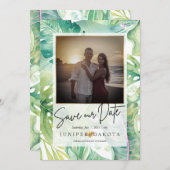 PixDezines Tropical Greenery 救 Our Date 招待状 (正面/裏面)