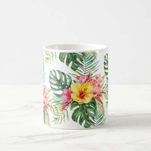 PixDezines Tropical Paradise Floral Foliage コーヒーマグカップ (中央)