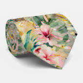 PixDezines Tropical Paradise Floral Foliage ネクタイ (ロール)