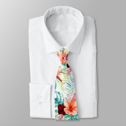 PixDezines Tropical Paradise Floral Foliage ネクタイ (タイ)