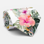 PixDezines Tropical Paradise Floral Foliage ネクタイ (ロール)