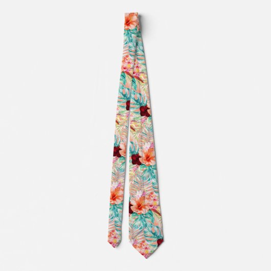 PixDezines Tropical Paradise Floral Foliage ネクタイ (裏面)
