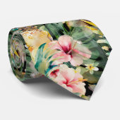PixDezines Tropical Paradise Floral Foliage ネクタイ (ロール)