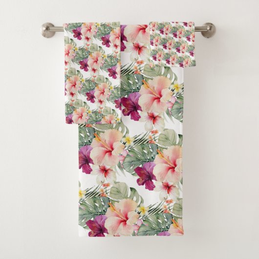 PixDezines Tropical Paradise Floral Foliage バスタオルセット (インサイチュ)