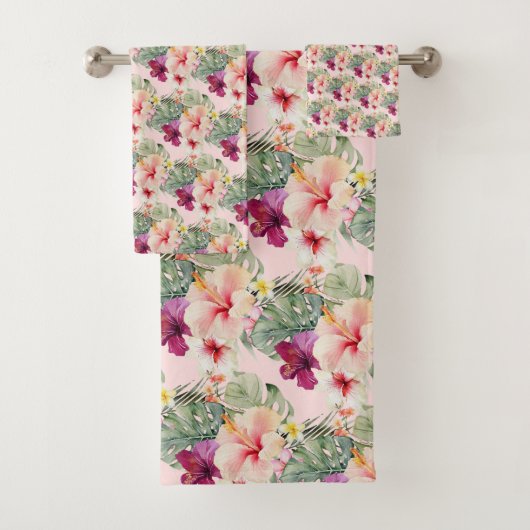 PixDezines Tropical Paradise Floral Foliage バスタオルセット (インサイチュ)