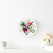 PixDezines Tropical Paradise Lush Floral Foliage ラウンド壁時計 (ホーム)