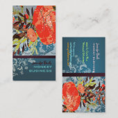 PixDezines Tuscaniniレトロフローラ+ティール(緑がかった色) 名刺 (正面/裏面)