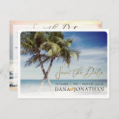PixDezines Twin Palm+ビーチ日付の保存 ポストカード (正面/裏面)