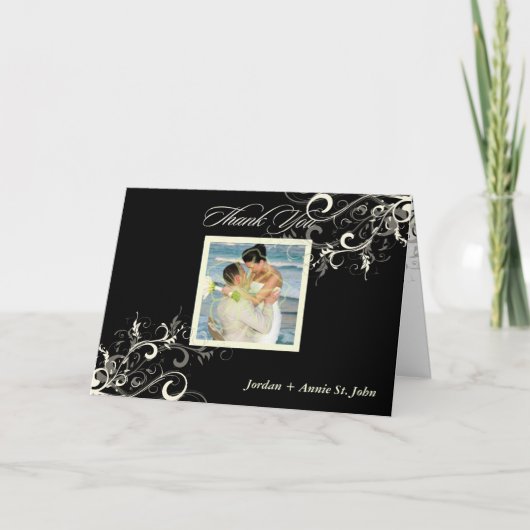 PixDezines vanillaのスワール/ディの背景色 サンキューカード (正面)