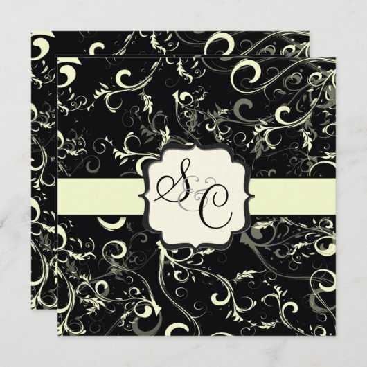 PixDezines vanillaのスワール/ディの背景色 招待状 (正面/裏面)