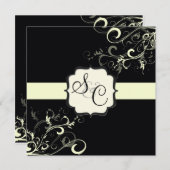 PixDezines vanillaのスワール/ディの背景色 招待状 (正面/裏面)