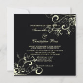 PixDezines vanillaのスワール/ディの背景色 招待状 (裏面)