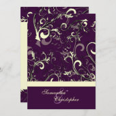 PixDezines Vanilla旋回/DIY濃い紫のバックグランド 招待状 (正面/裏面)