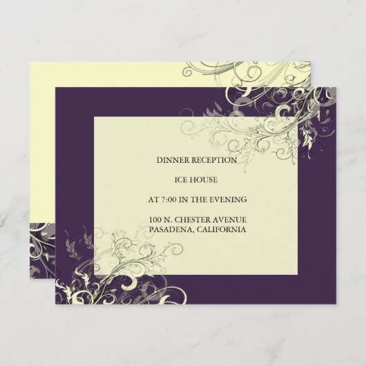 PixDezines Vanilla旋回/DIY濃い紫のバックグランド 招待状 (正面/裏面)