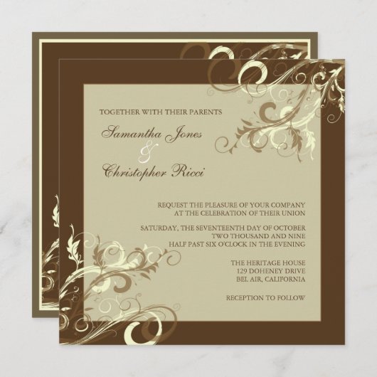 PixDezines VANILLA SWARLS/カフェAU LAIT 招待状 (正面/裏面)