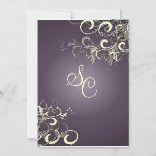 PixDezines VANILLA SWARLS/DARK PURPLE/DIY Bckgrnd 招待状 (正面)