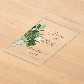 PixDezines Variegated Monstera n Tropical Foliage アクリル招待状 (レイダウン)