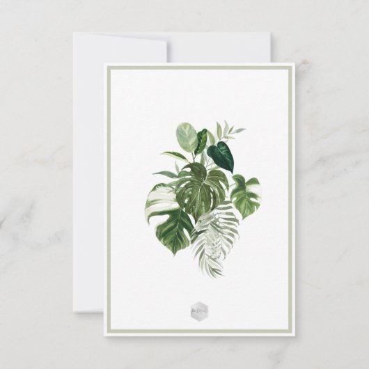 PixDezines Variegated Monstera n Tropical Foliage 招待状 (裏面)