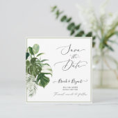 PixDezines Variegated Monstera n Tropical Foliage 招待状 (スタンド正面)