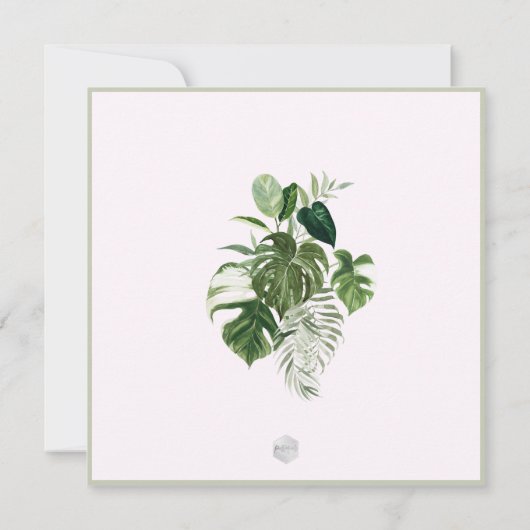 PixDezines Variegated Monstera n Tropical Foliage 招待状 (裏面)