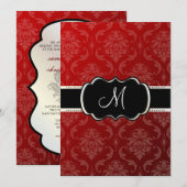 PixDezines Vendome ダマスク/レッド、5x7 招待状 (正面/裏面)