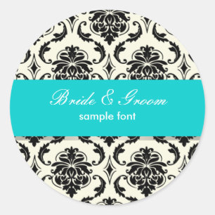 PixDezines Vendome Damask、アクア ラウンドシール