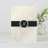 PixDezines Vendome Damask/黒+白5x7 招待状 (スタンド正面)