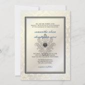 PixDezines Vendome Damask/黒+白5x7 招待状 (裏面)