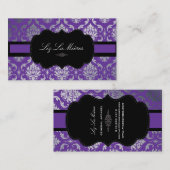 PixDezines Vendome Damask/diyカラー，紫 名刺 (正面/裏面)